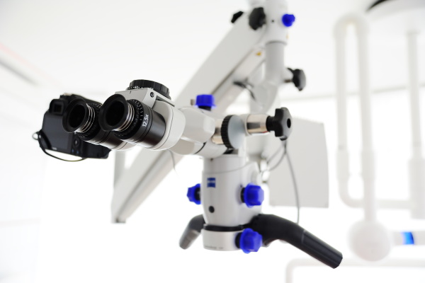 Dental microscope on background of dental office close-up